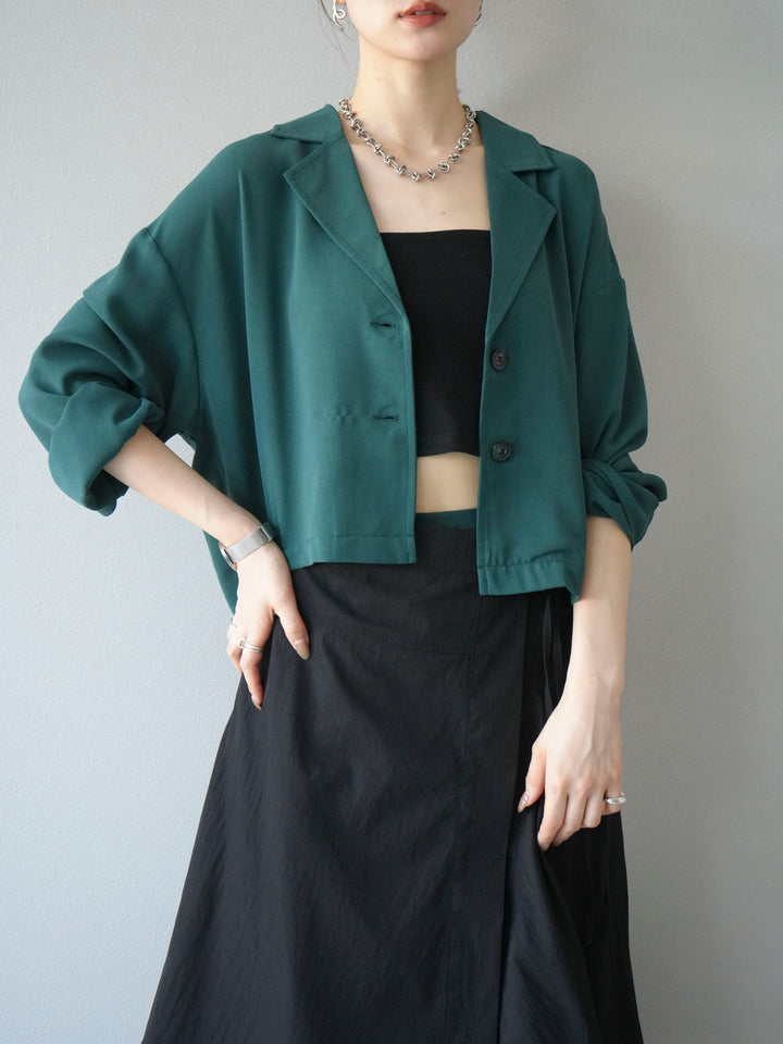 [予約]レーヨンライクショートジャケット/グリーン