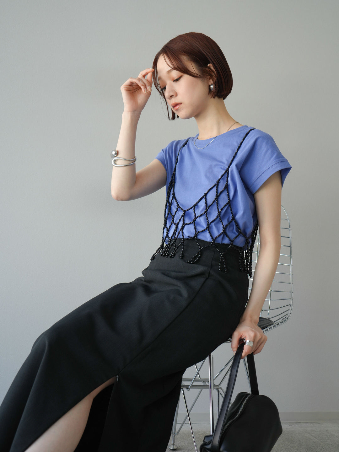 [予約]ビーズビスチェ/チャコール