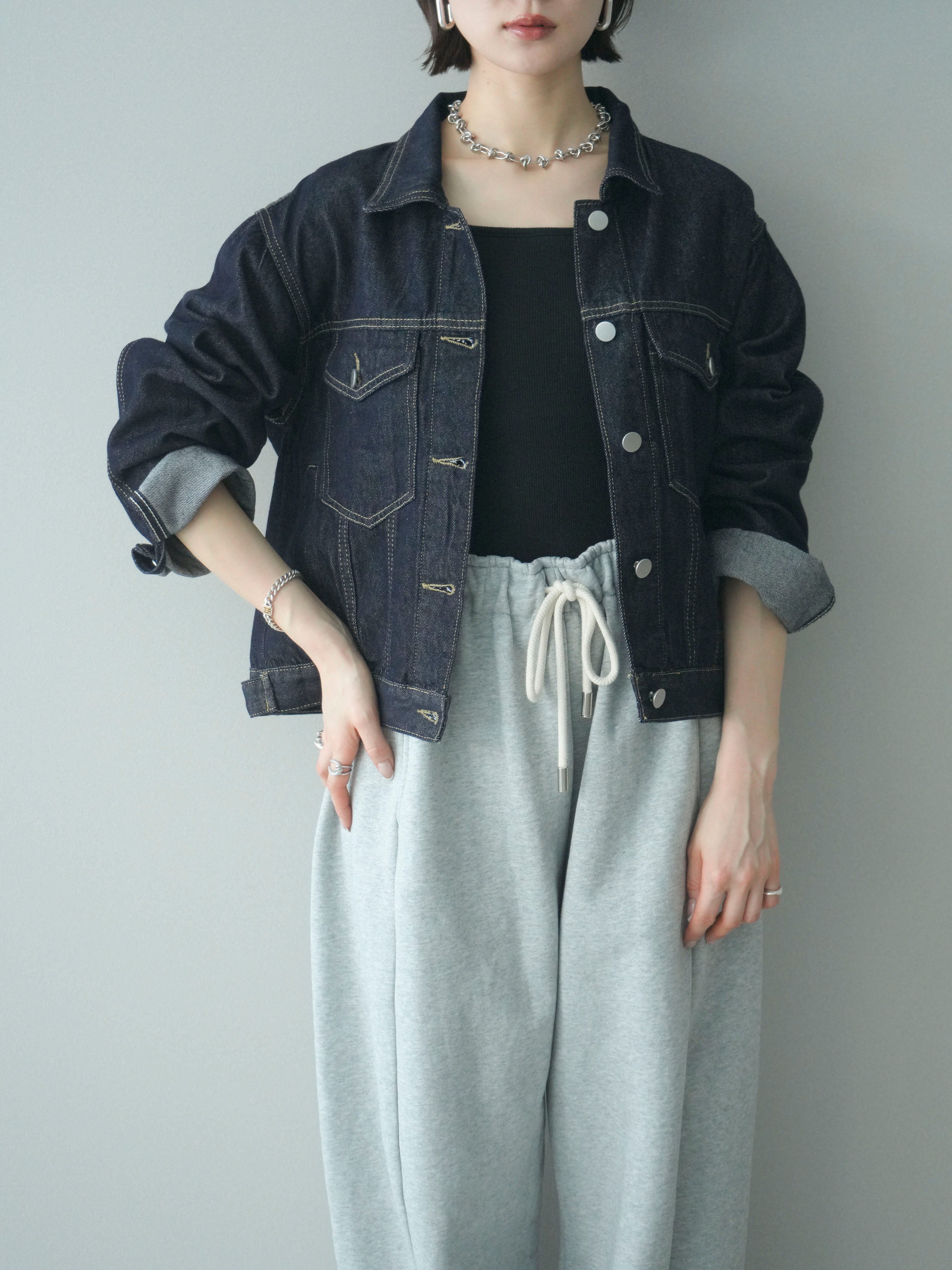 SET]配色ステッチデニムジャケット+配色ステッチデニムジャケット(2set