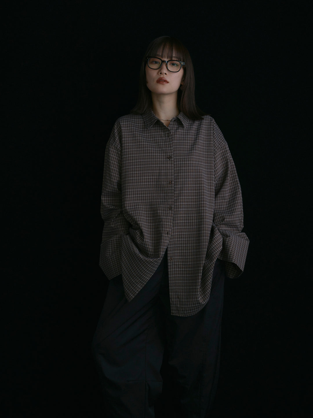 【Allure】[SET]チェックBIGカフスオーバーシャツ+チェックBIGカフスオーバーシャツ(2set)