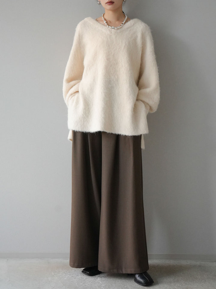 [予約]Vネックオーバーモヘアニットプルオーバー/アイボリー