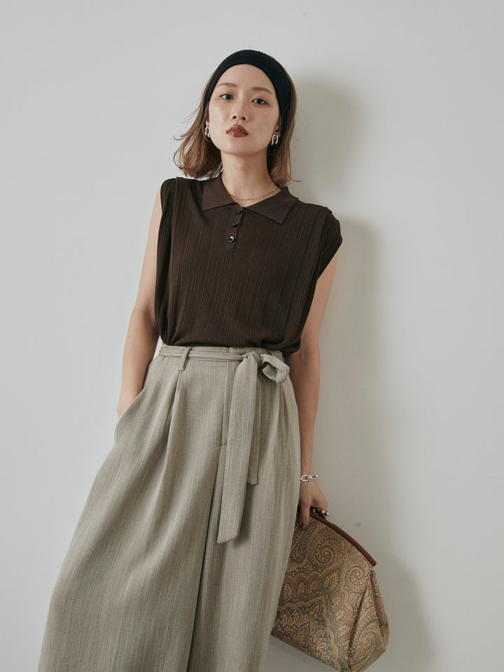 [予約]ランダムリブポロニットベスト/ブラウン