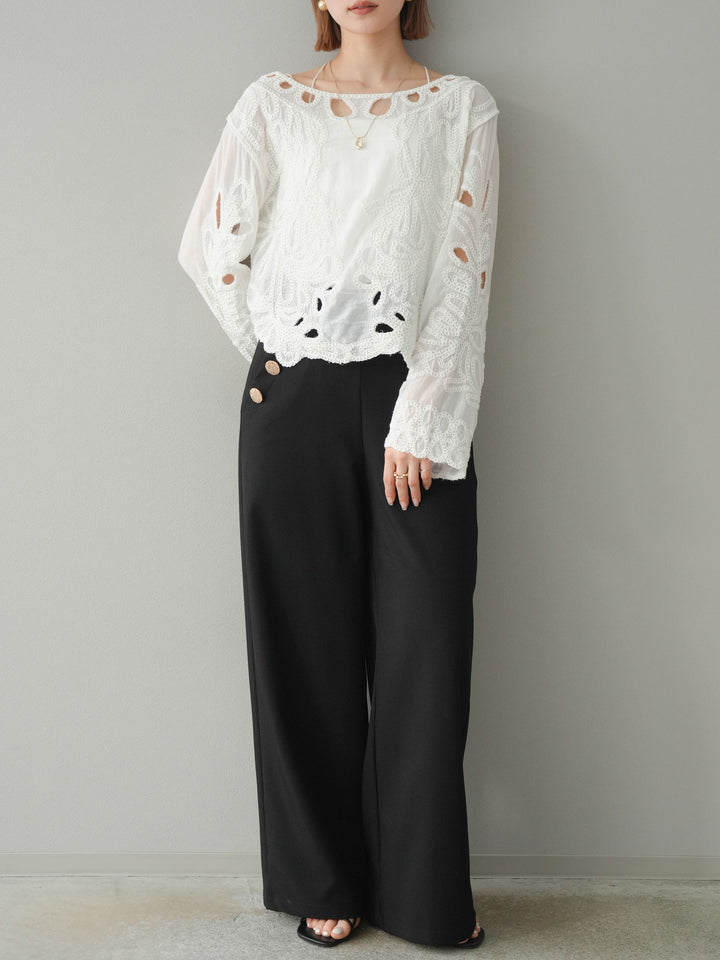 [予約]かぎ編みデザインブラウス/オフホワイト