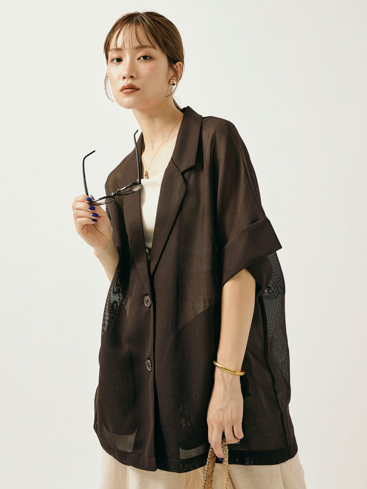 【Allure】[SET]メッシュハーフテーラードジャケット+メッシュハーフテーラードジャケット(2set)