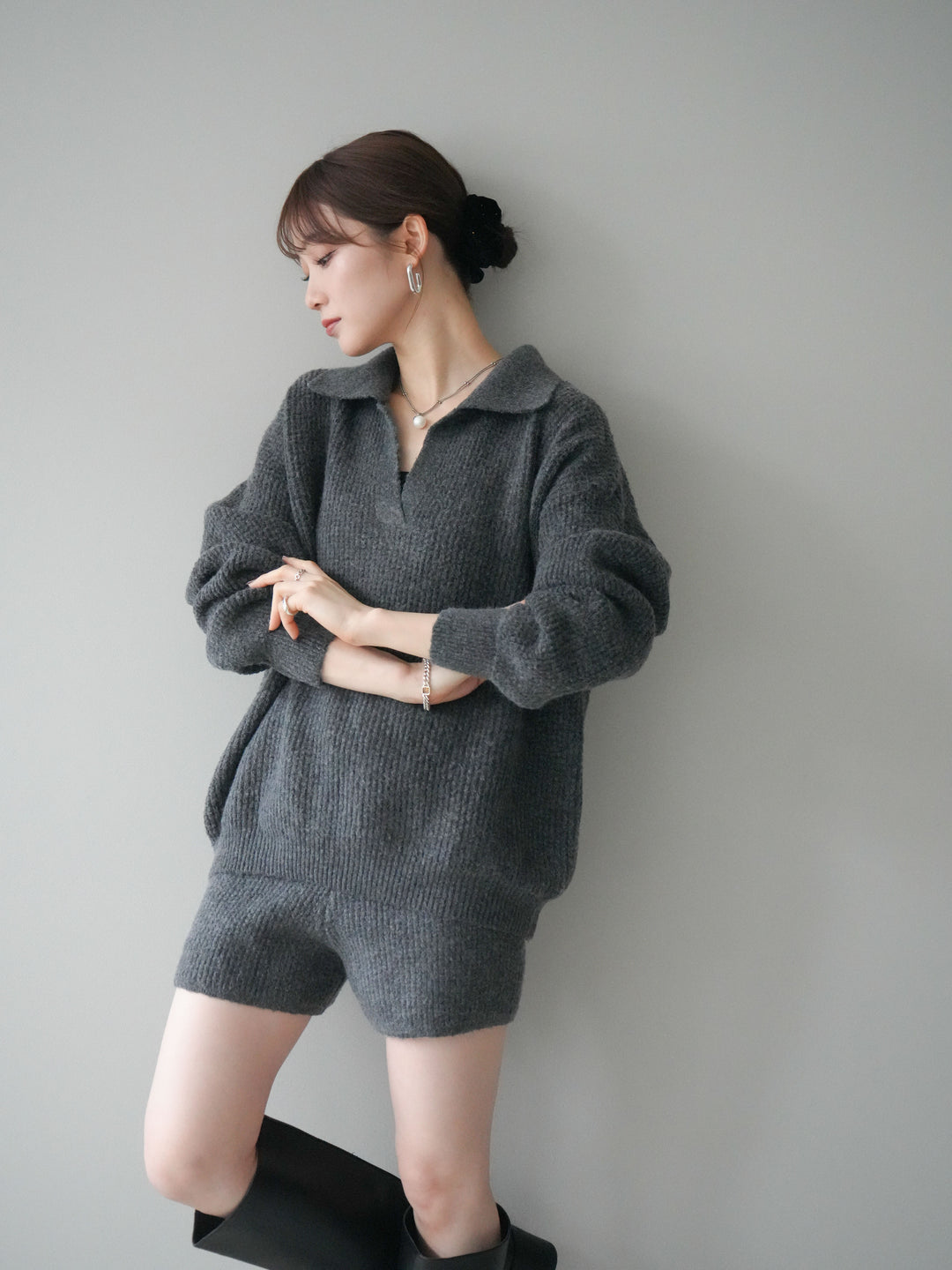 [SET]ポロニットプルオーバー＆ショートパンツSET UP+選べるアクセセット(2set)