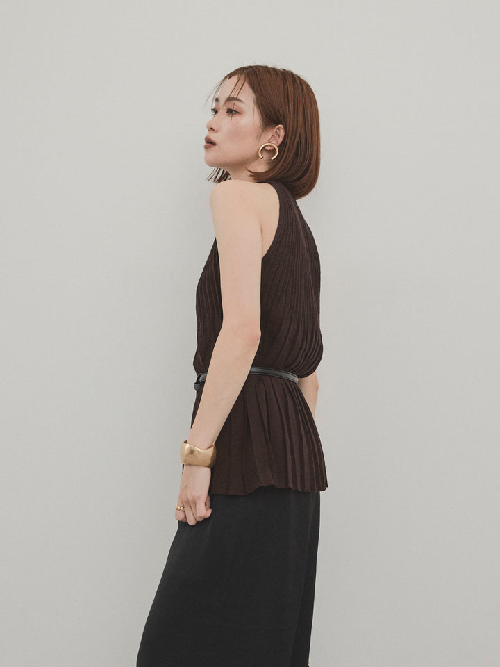 [SET]プリーツニットキャミソール+サテンイージーパンツ(2set)