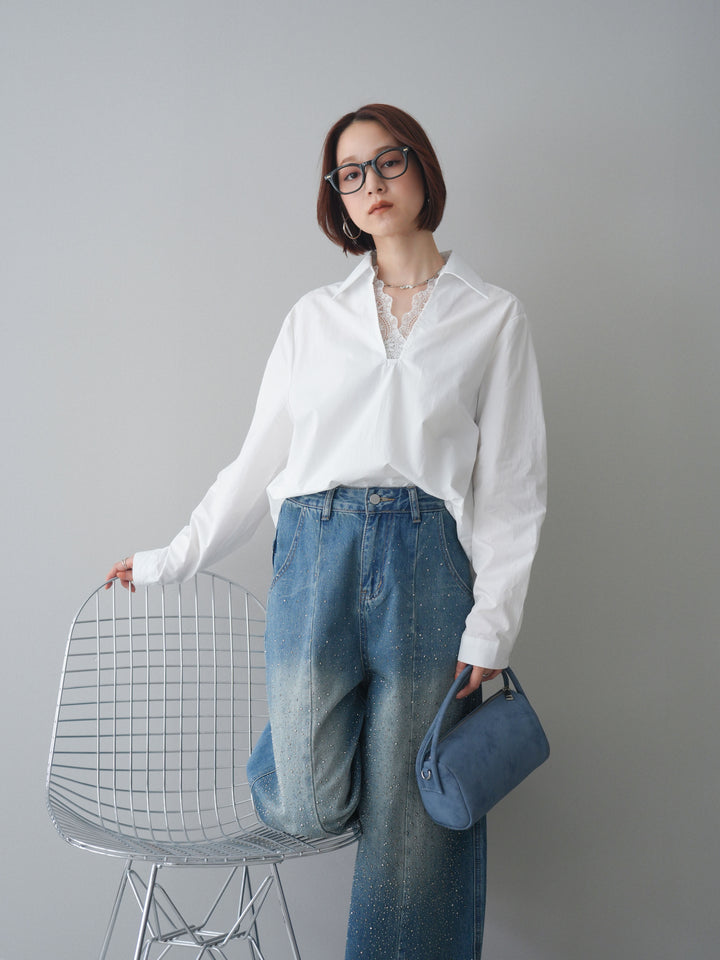 [SET]レースネックスキッパーブラウス+選べるアクセセット(2set)