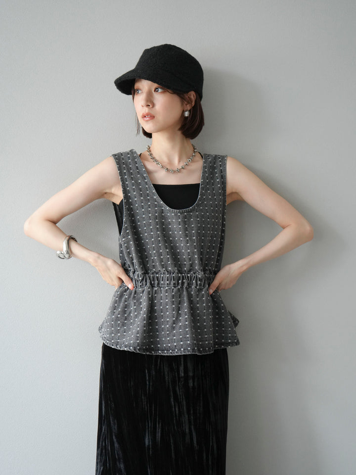 [予約]ジャガードデニム２WAYビスチェ/ブラック