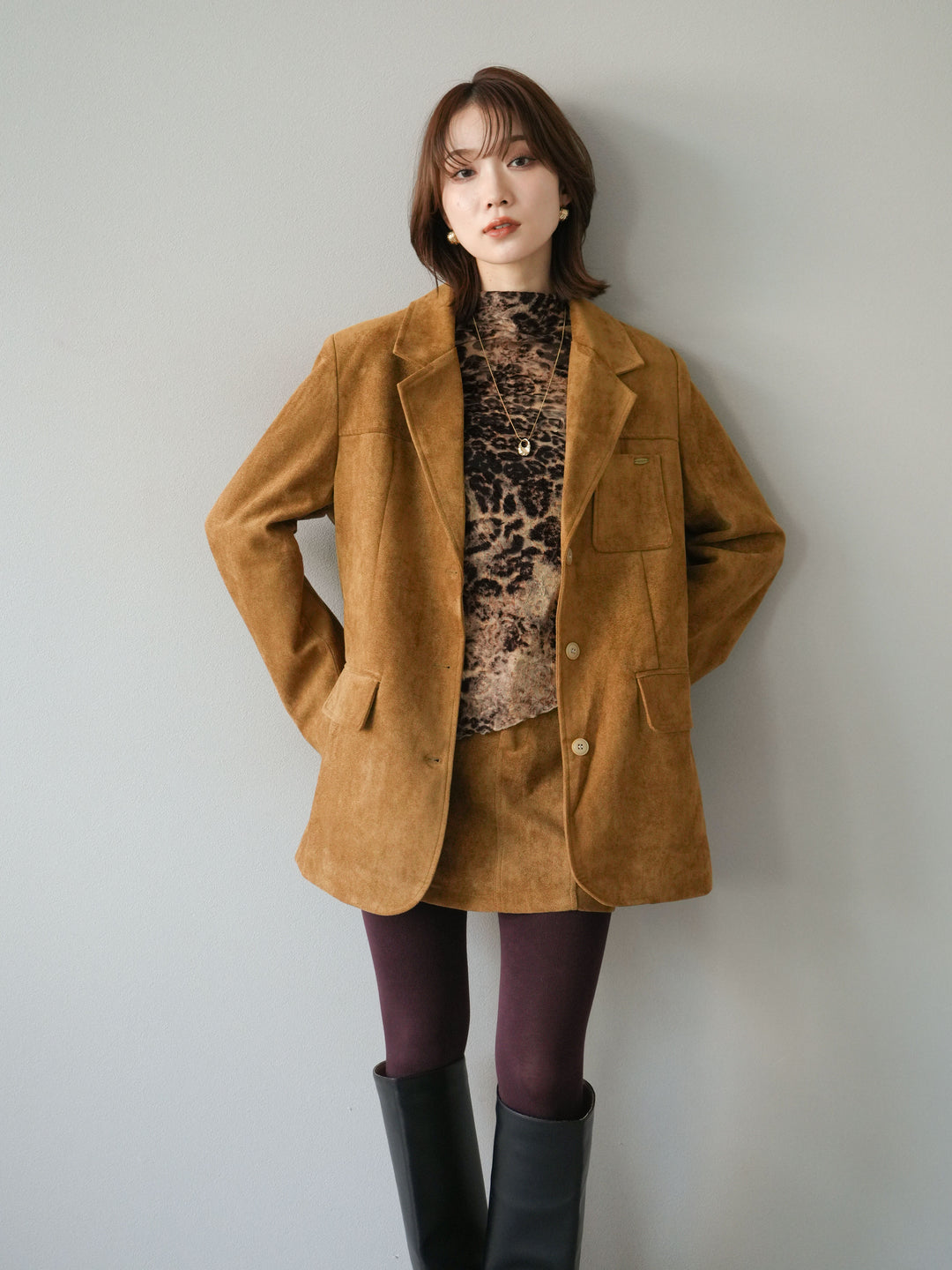 [SET]スエードジャケット＆ミニスカートSET UP(2set)