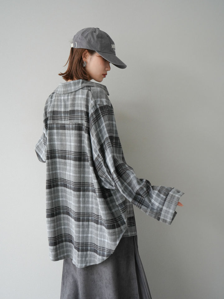 [予約]起毛チェックオーバーシャツ/グレー