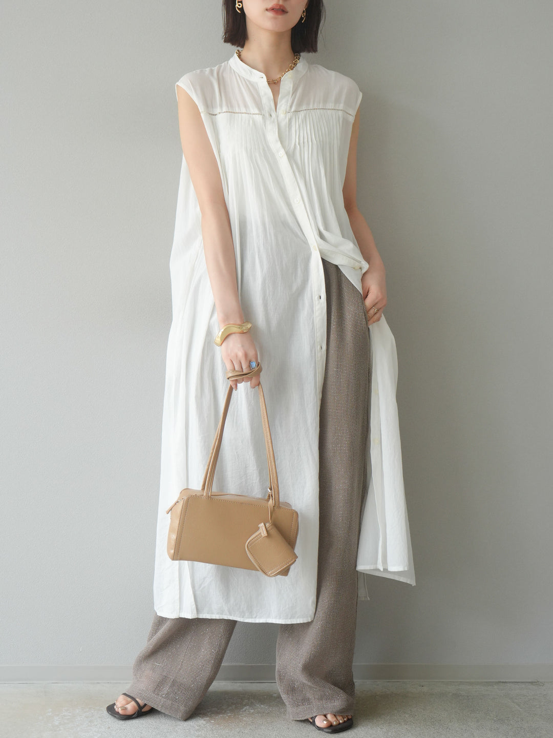 [予約]インド製コットンボイルワンピース/オフ