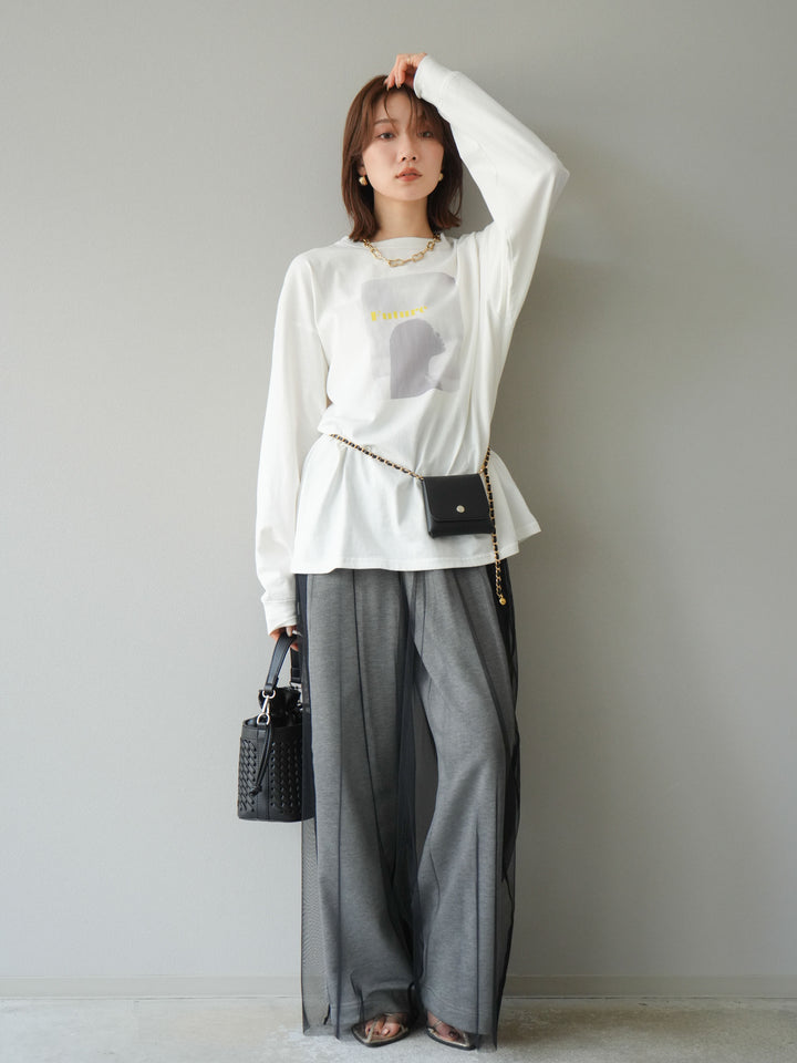 [予約]チュールワイドパンツ/ブラック