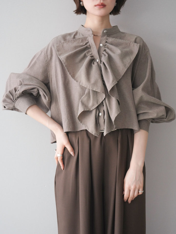 [SET]ラッフルフレアショートブラウス+ラッフルフレアショートブラウス(2set)