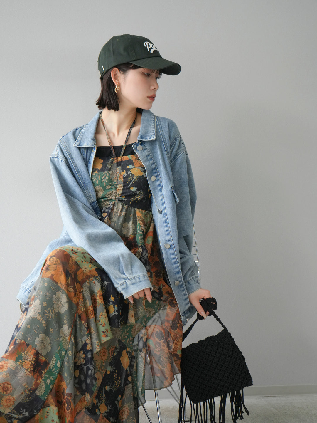 [予約]マクラメフリンジショルダーミニバッグ/ブラック