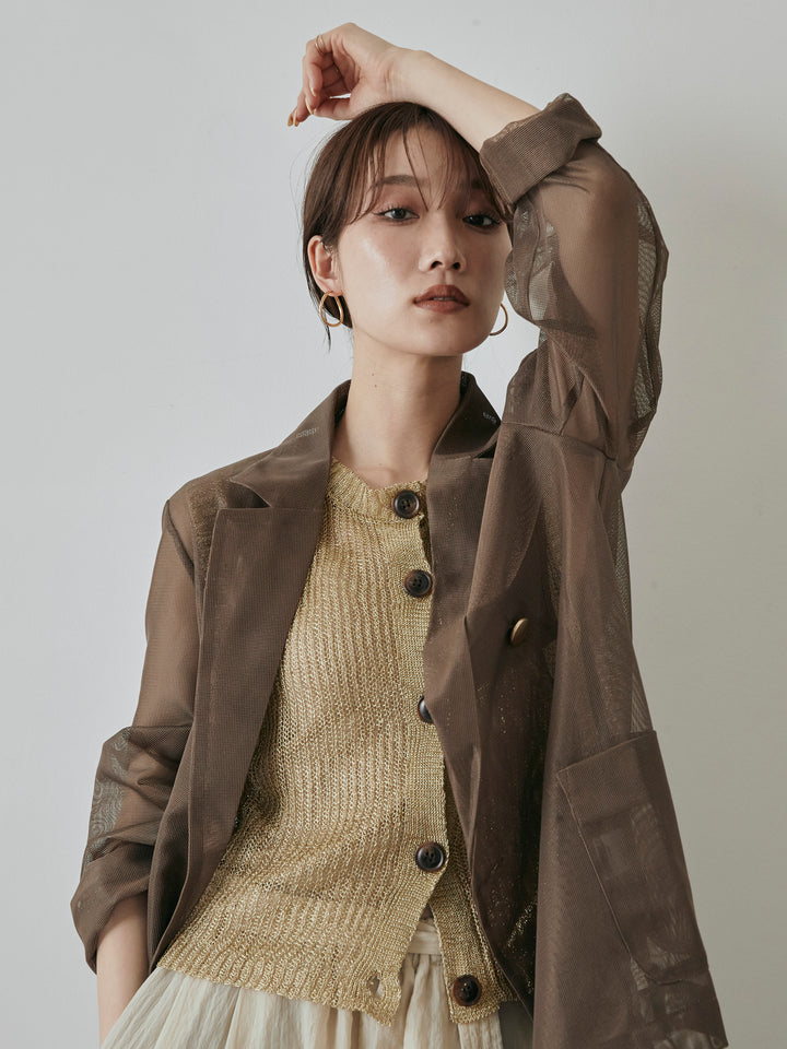 [予約]メッシュテーラードジャケット/モカ