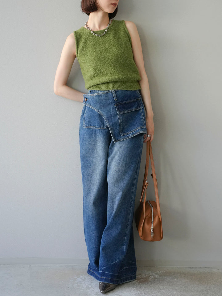 [予約]ラップルーズワイドデニム/ブルー