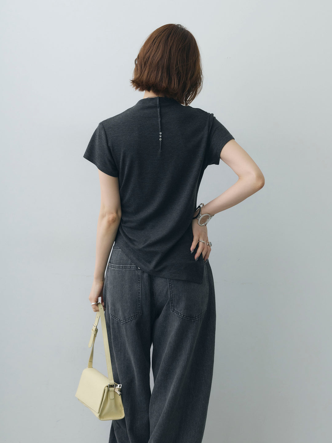 [SET]ヘムアシメバックボタンデザインフレンチトップ+ヘムアシメバックボタンデザインフレンチトップ(2set)