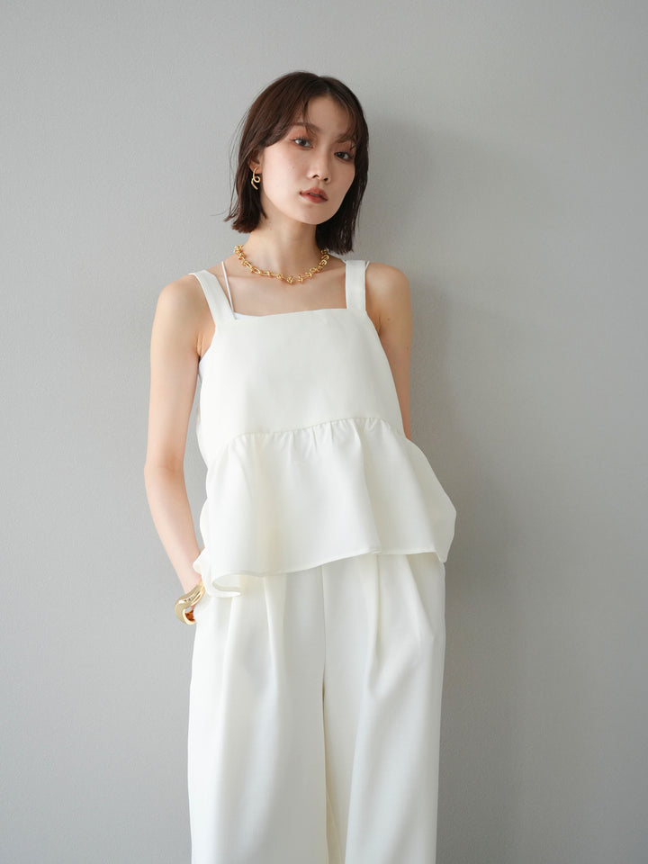 [SET]リネンライクビスチェ+リネンライクイージーワイドパンツ(2set)