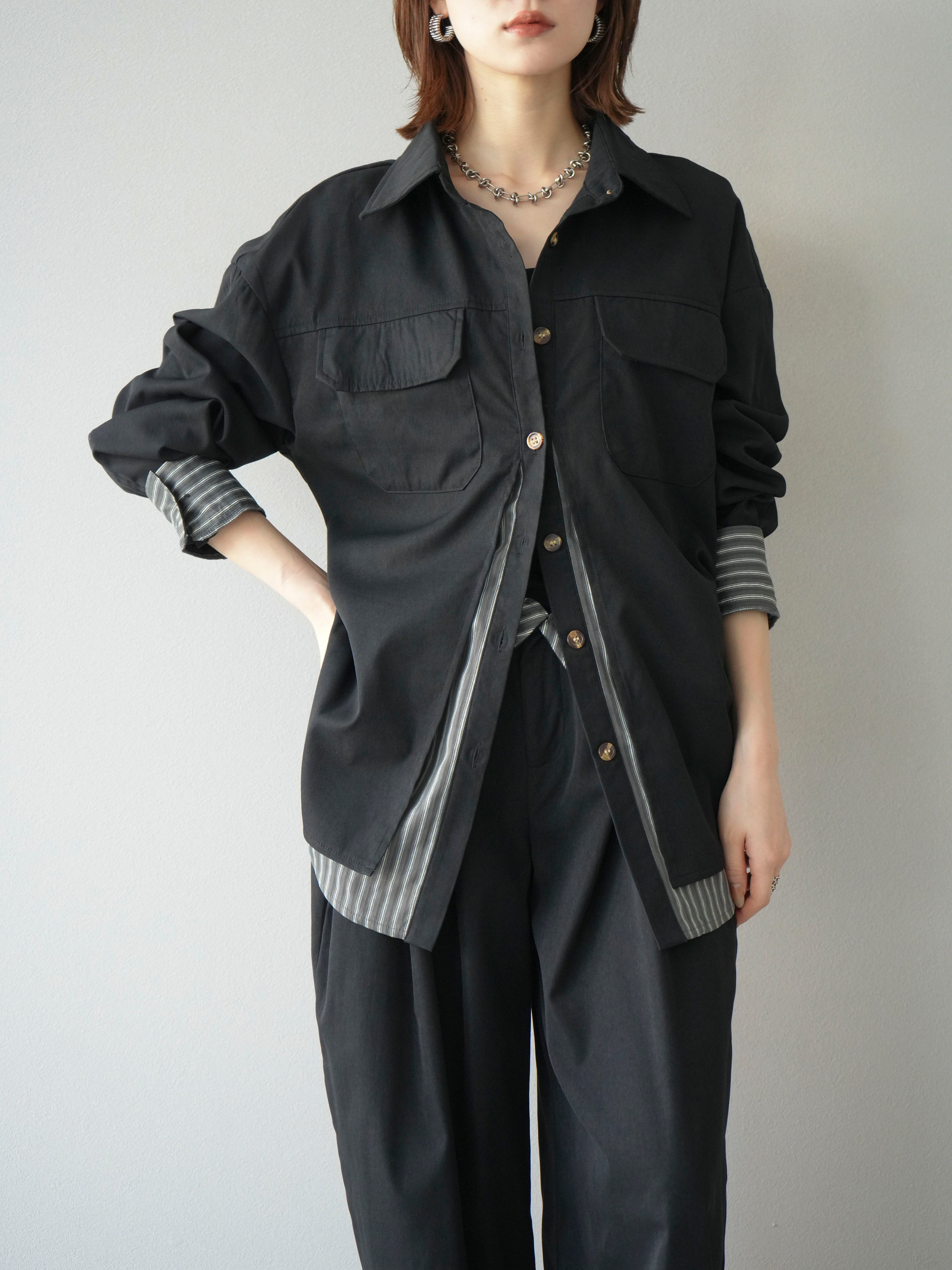 予約]ストライプレイヤードシャツ/ブラック – Lumier