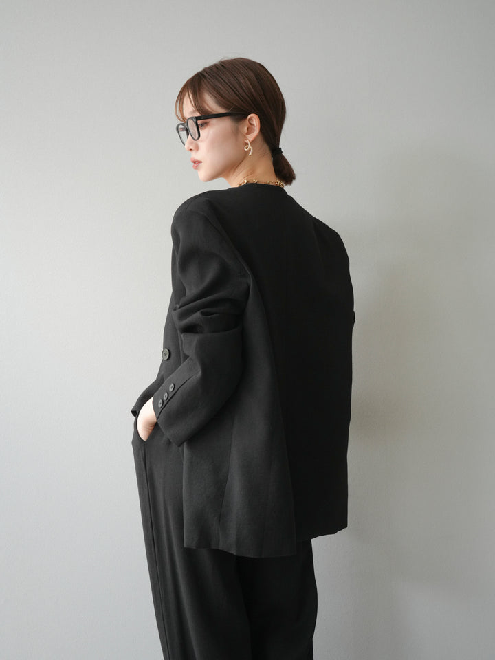 [予約]ノーカラーオーバージャケット/ブラック