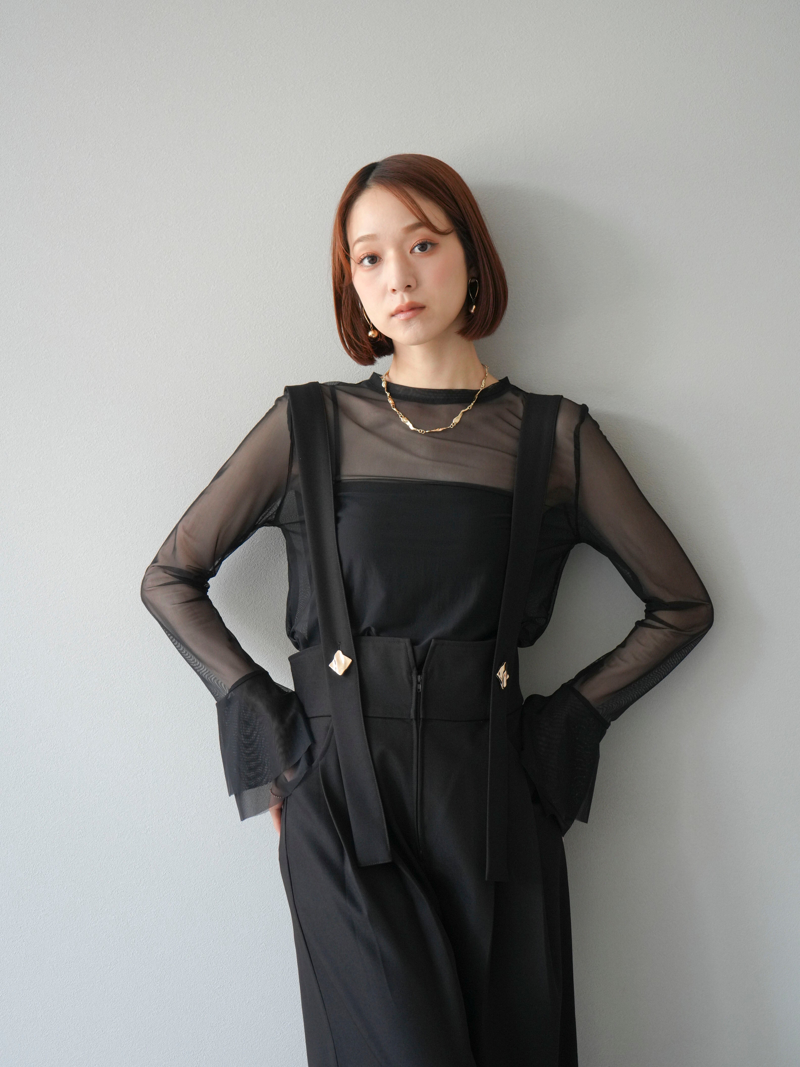 予約]フレアロングスリーブパワーメッシュトップス/ブラック – Lumier