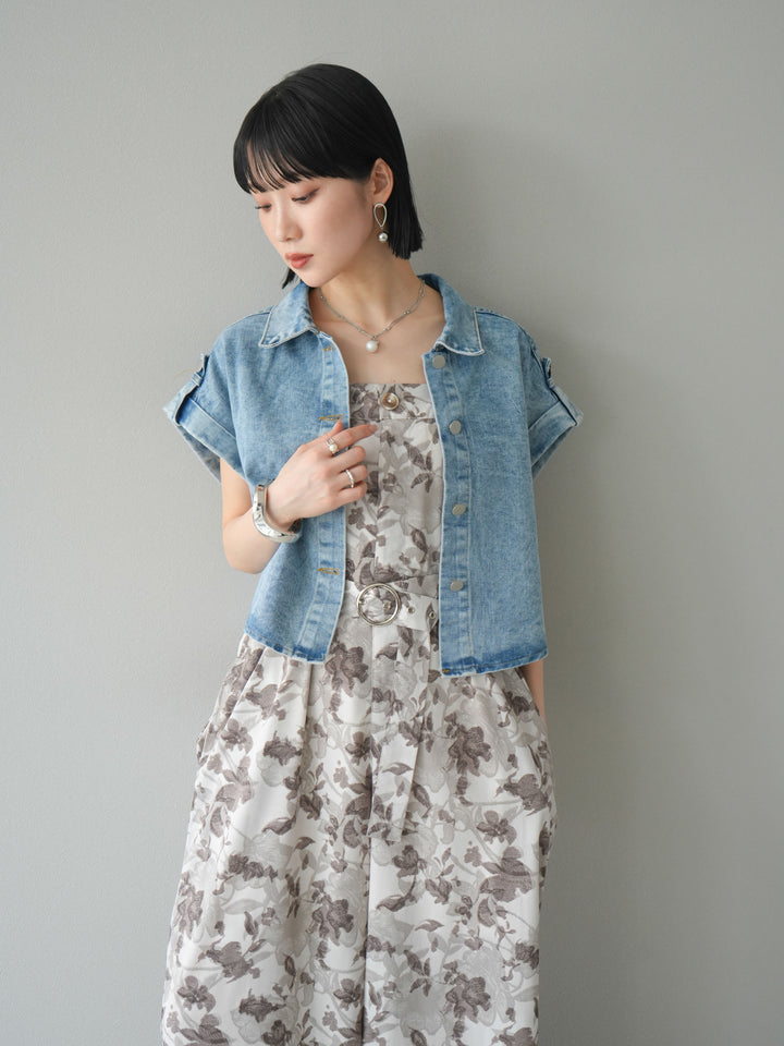 [予約]デニムショートハーフジャケット/ライトブルー