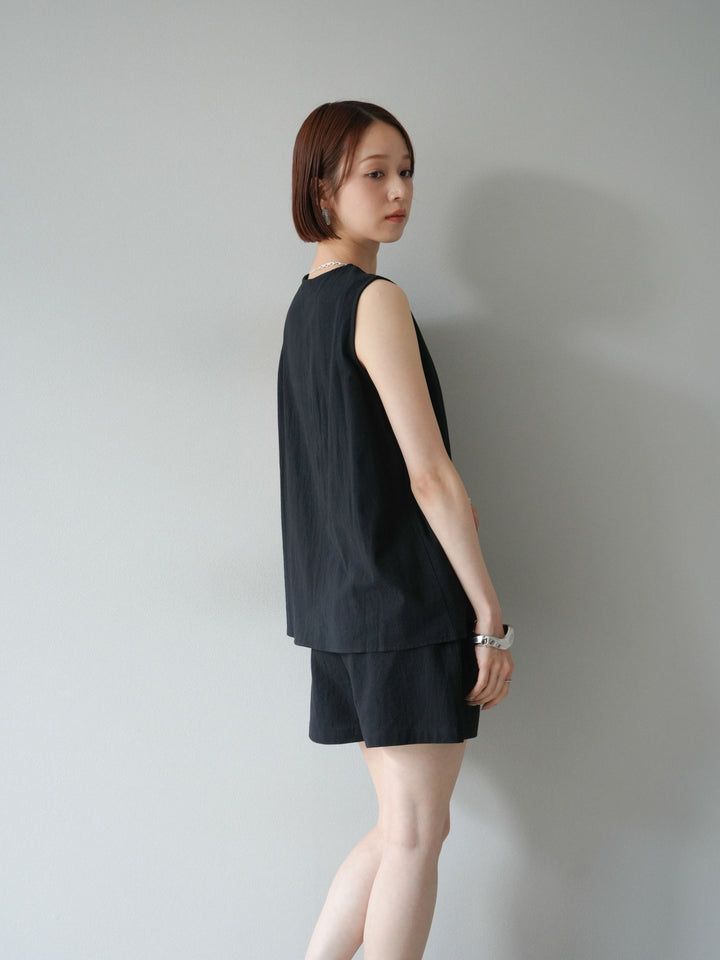 [SET] 仿亞麻V領上衣&amp;短褲套裝 + 仿亞麻V領上衣&amp;短褲套裝 (2set)