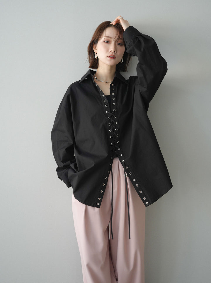[SET]レースアップブロードシャツ+レースアップブロードシャツ(2set)