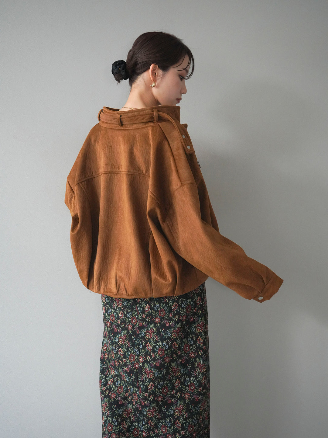 [予約]スエードジップデザインブルゾン/mustard