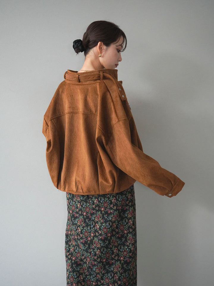 [予約]スエードジップデザインブルゾン/mustard