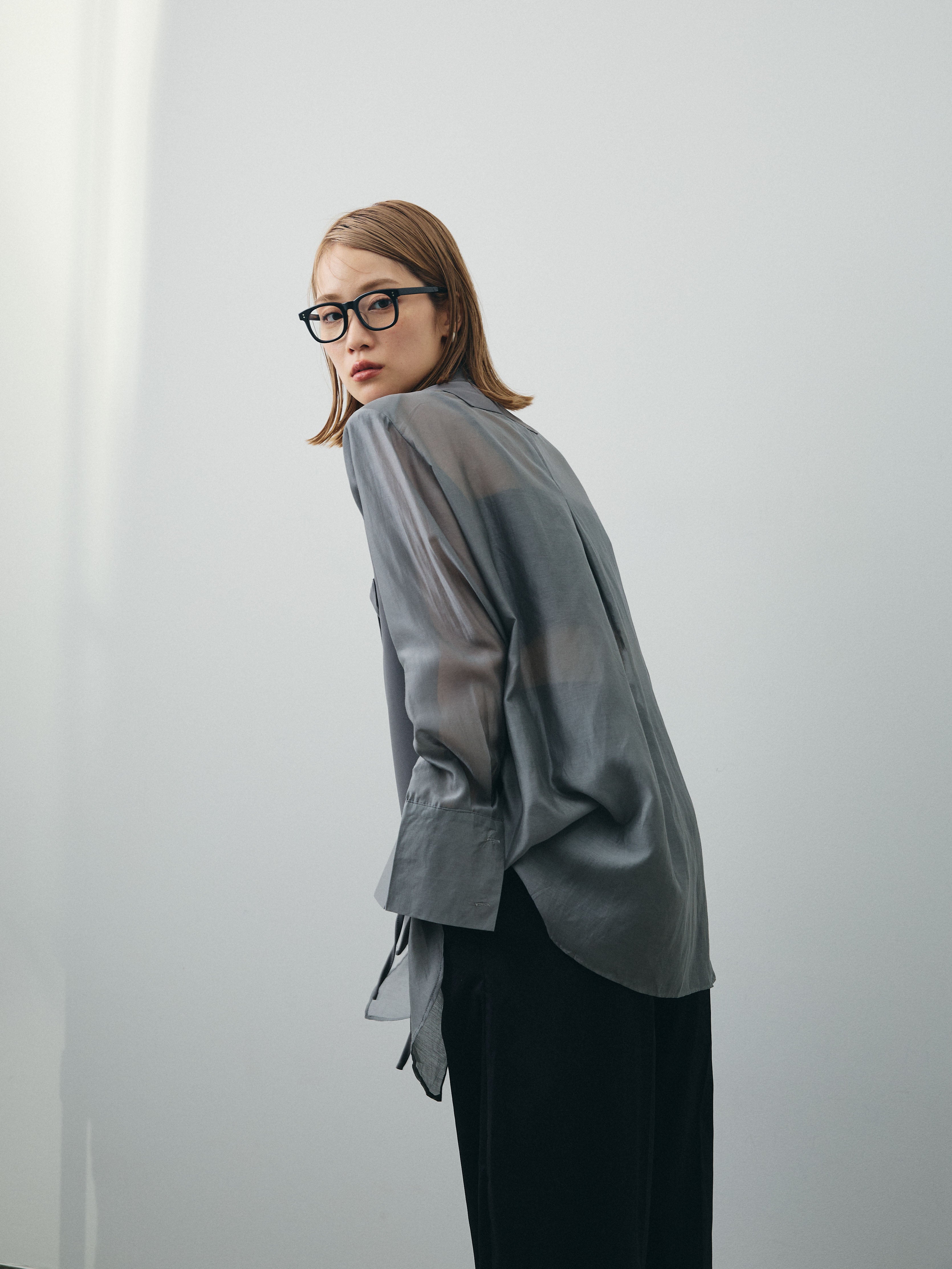 予約]シアー切替テーラードジャケット/グレー – Lumier