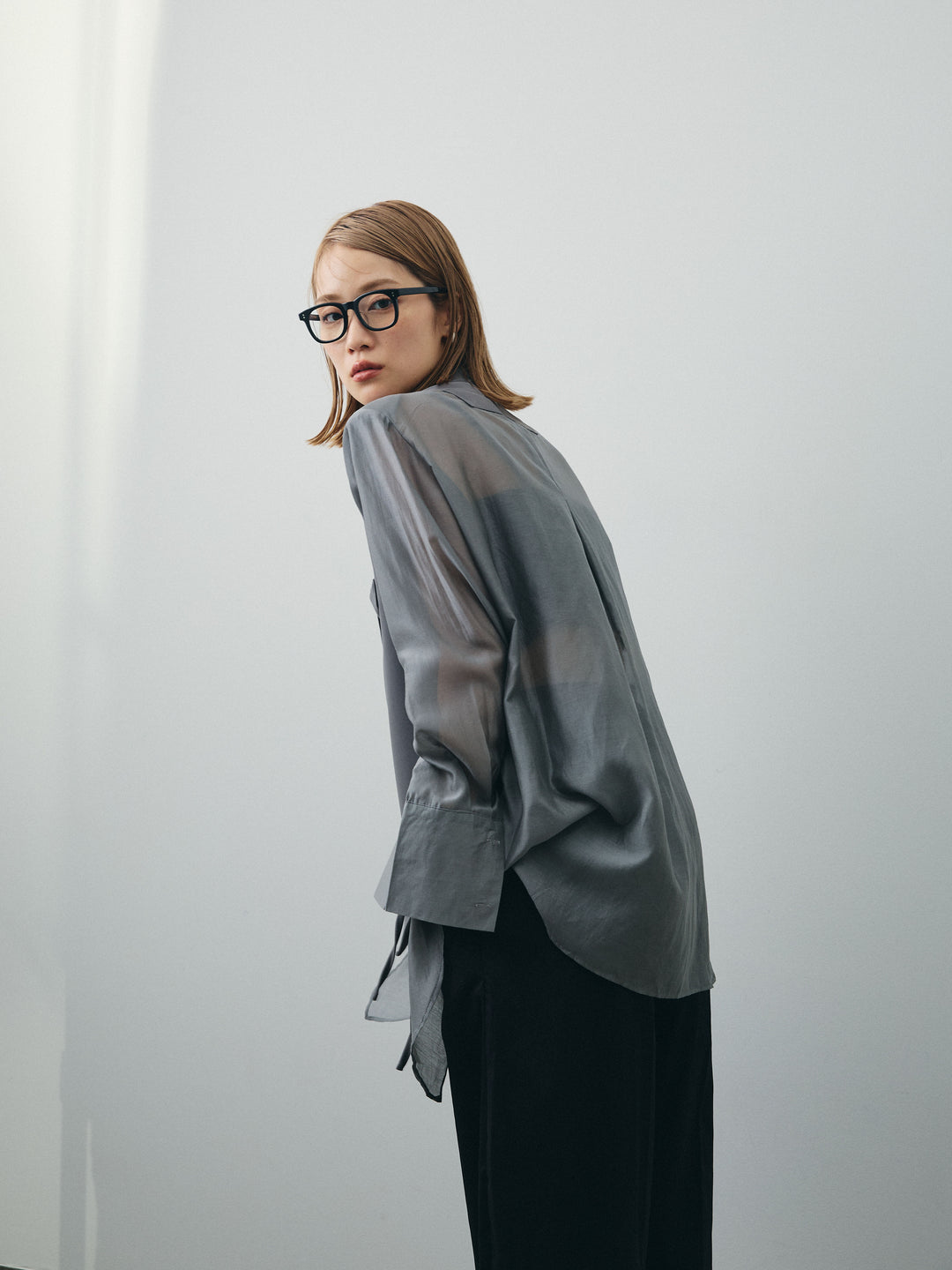 [予約]シアー切替テーラードジャケット/グレー