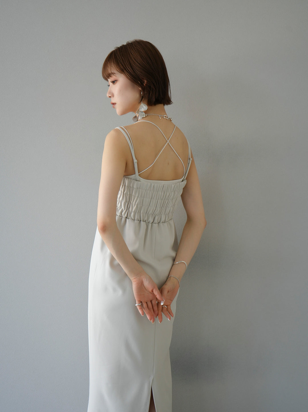 [Pre-order] 2WAY Draped Camisole Dress/Ivory