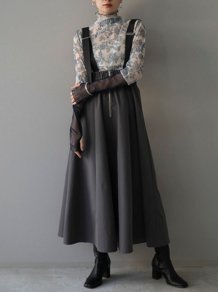 [Pre-order] Suspender 2-way Venetian Flare Skirt/Charcoal