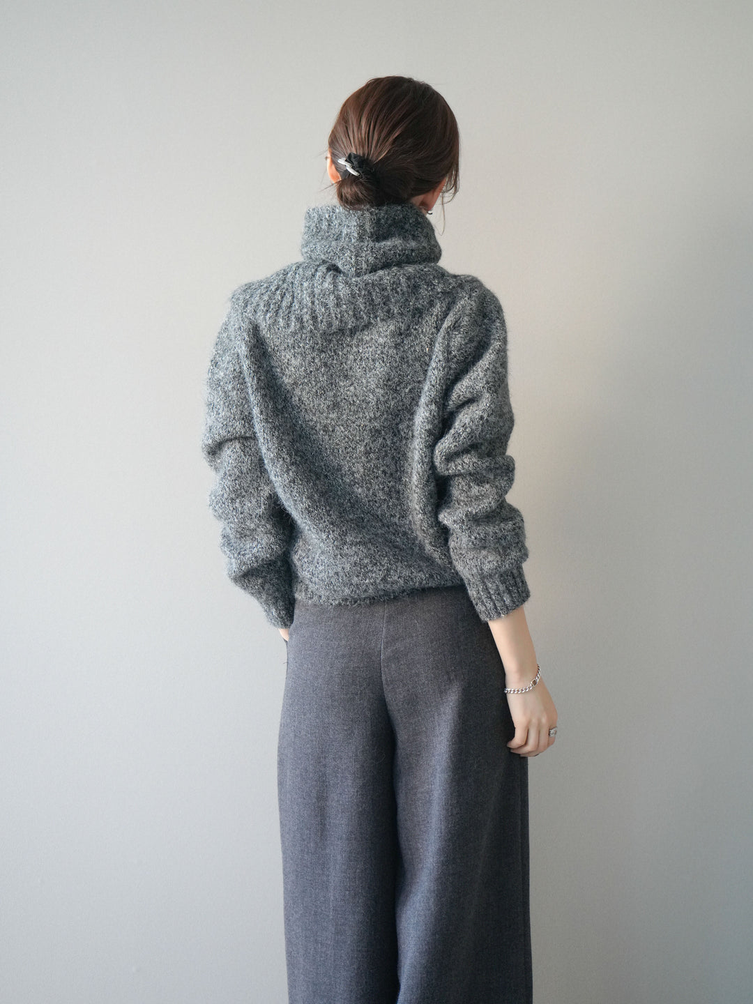 [予約]ネック付MIXニットアンサンブル/gray