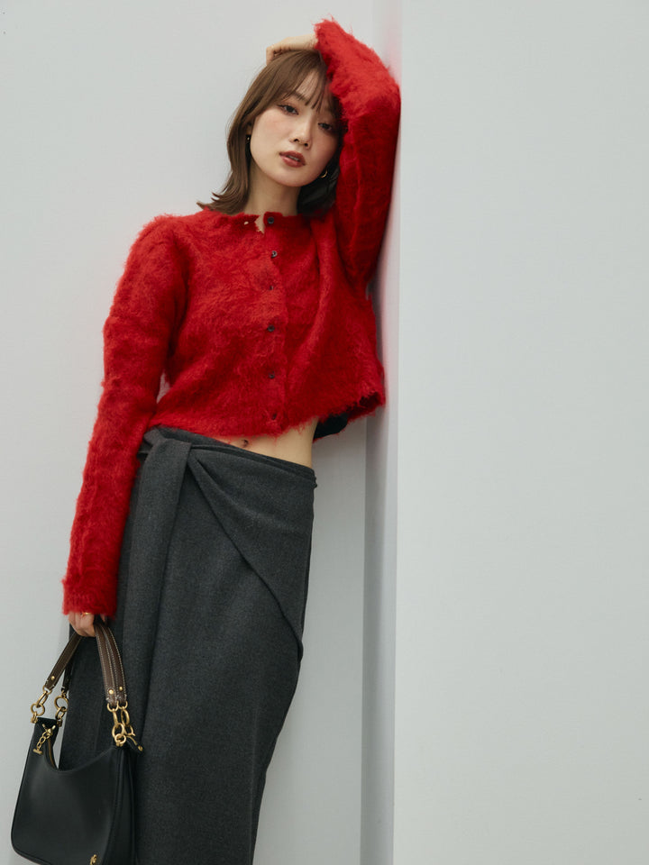 【Allure】[SET]モヘアタッチクロップドニットプルオーバー+モヘアタッチクロップドニットプルオーバー(2set)