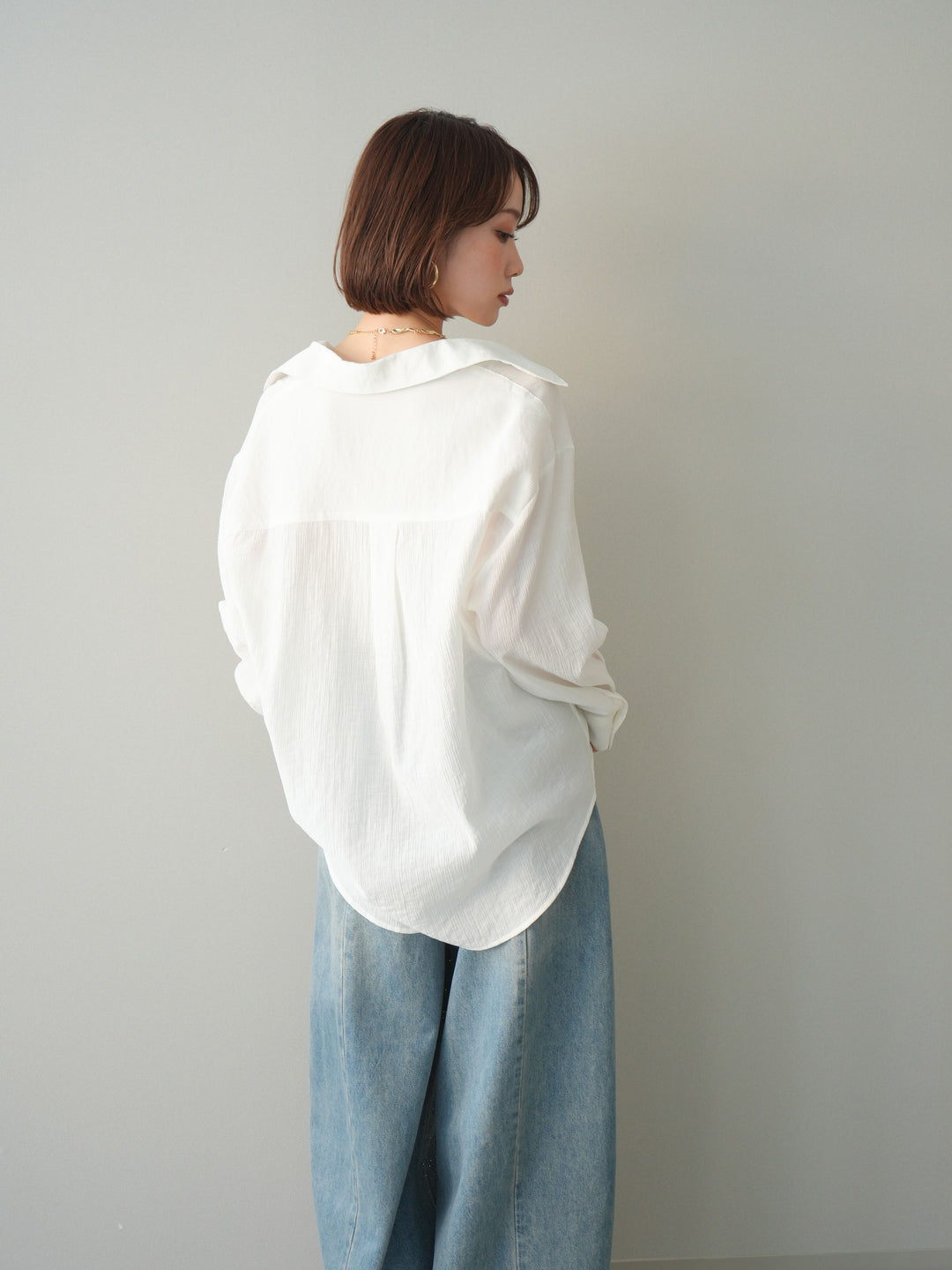 【預購】縐紗刺繡襯衫/白色