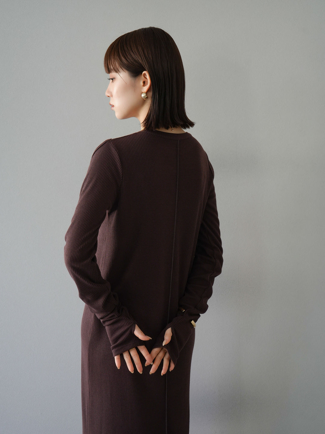 [SET] 鏤空羅紋長袖洋裝+可選配件套裝（2套）