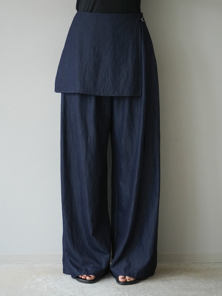 [予約]レイヤードテンセルデニムパンツ/ネイビー