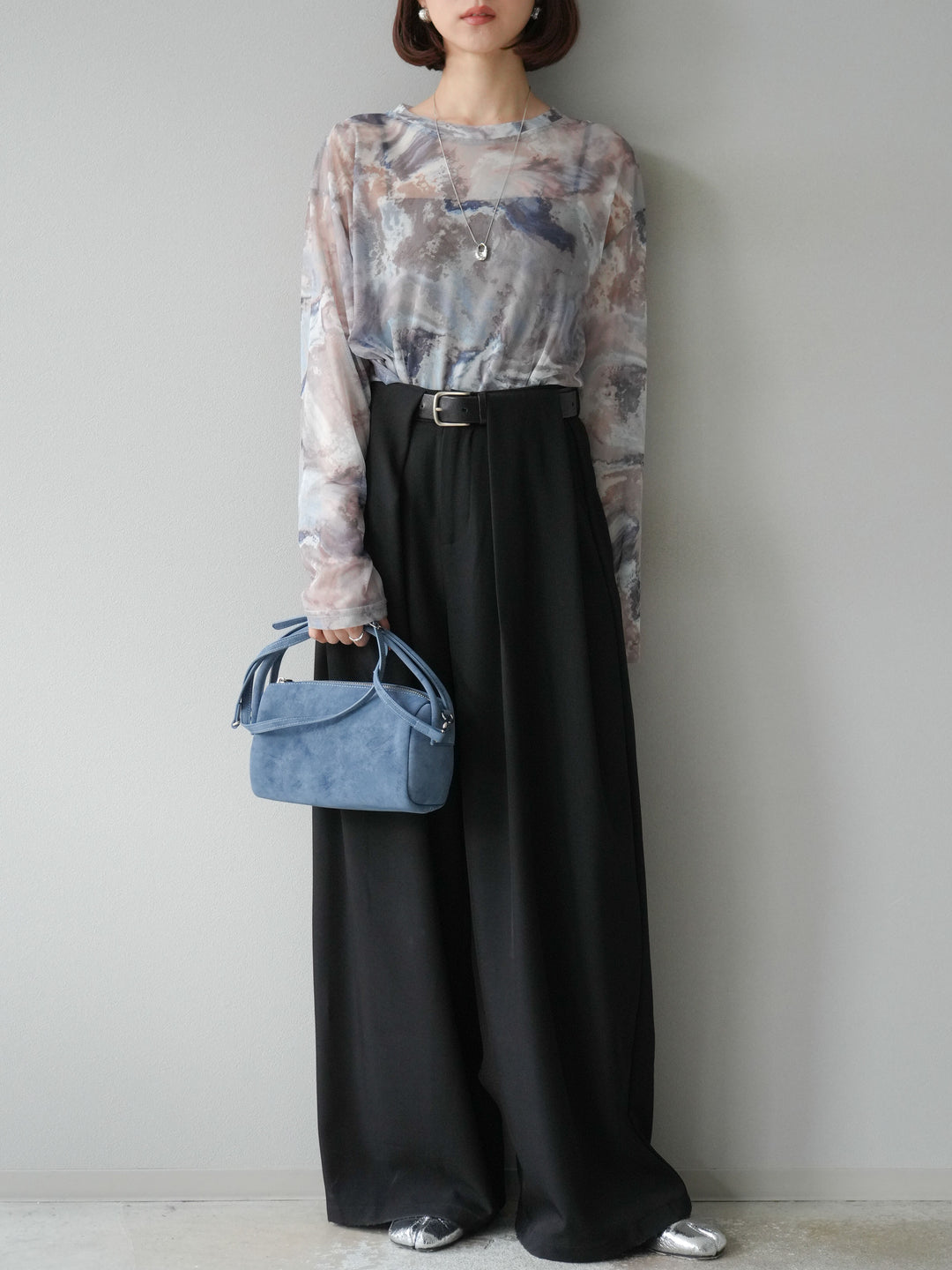 [予約]ニュアンス柄シアートップス/ブルー