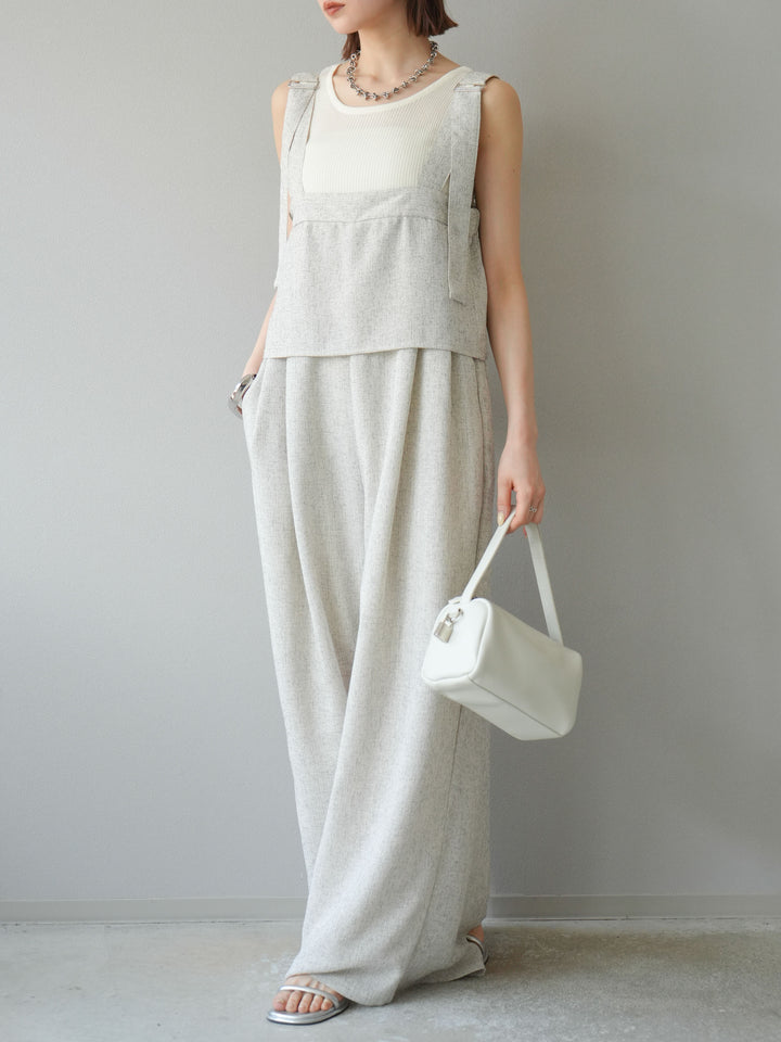 [予約]サマーツイードケープサロペット/アイボリー