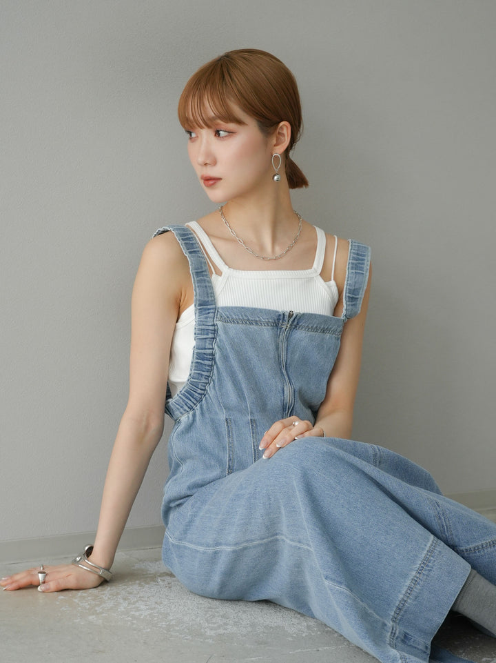 [預購] 牛仔拉鍊衛衣裙/淺藍