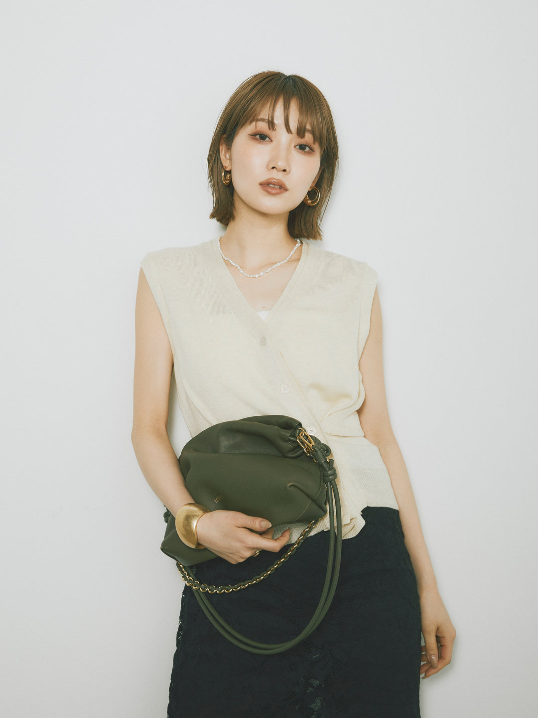 [SET]2WAYデザインニットベスト+レイヤードスカートセットフレアパンツ(2set)