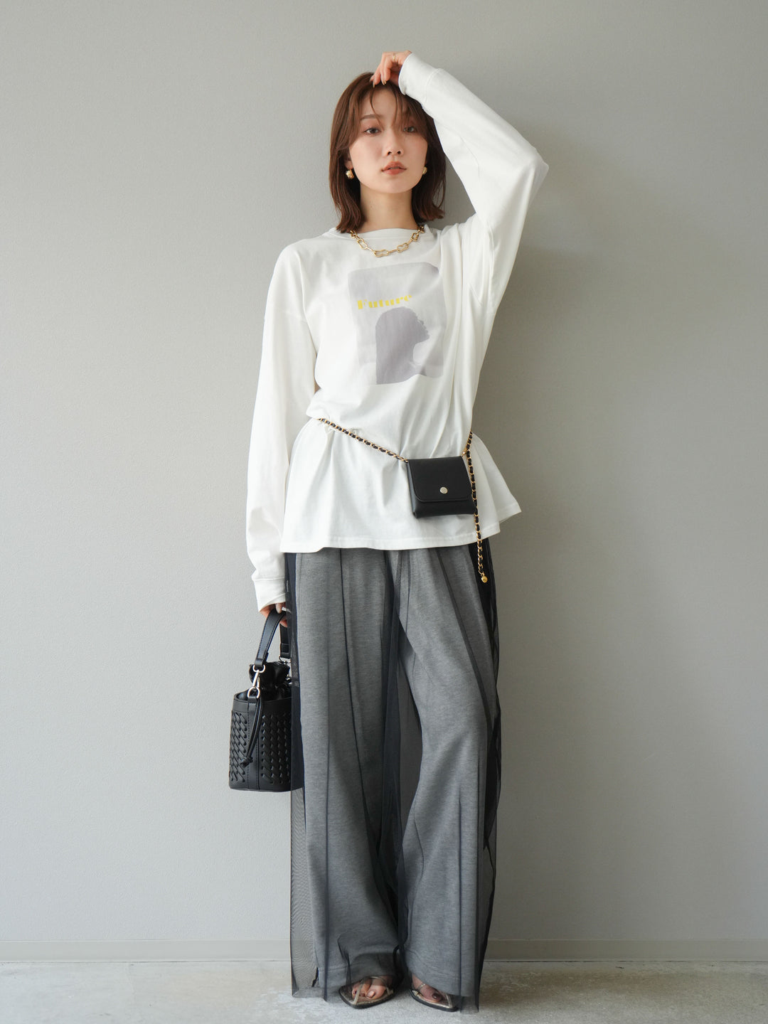 [予約]デニム切替2WAYデザインスウェットパンツ/グレー