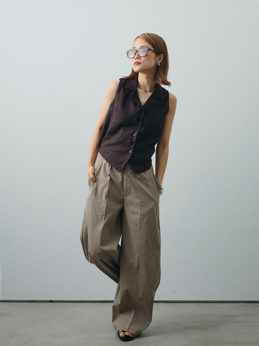 [予約]コクーンワイドチノパンツ/グレージュ