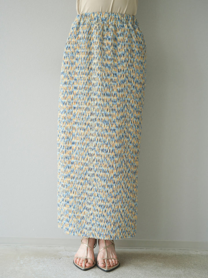 [予約]マルチカラーランダムプリーツタイトスカート/イエロー