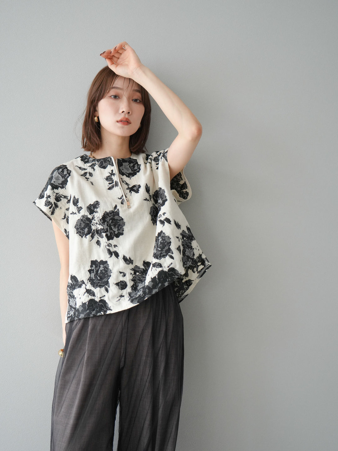 [予約]ジャガードZIPプルオーバー/ブラック