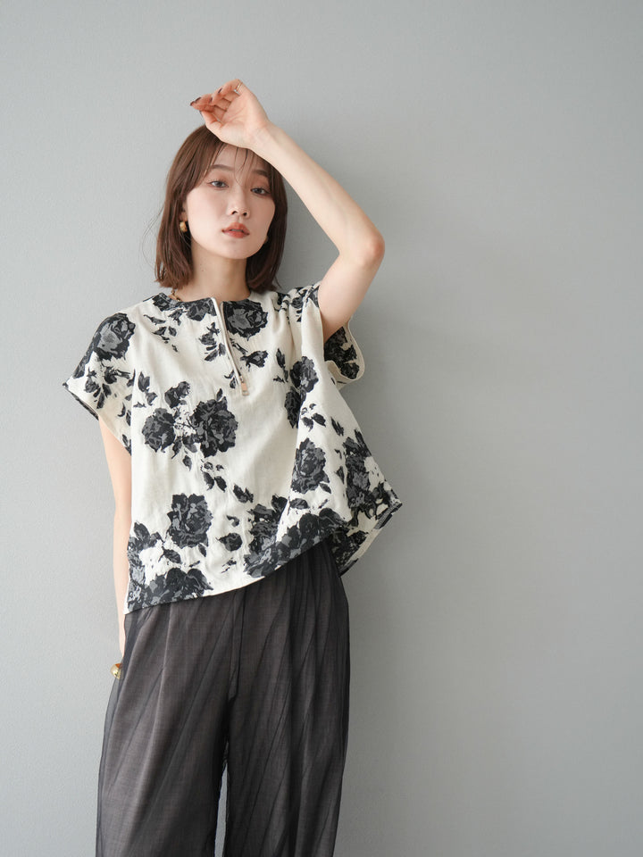 [予約]ジャガードZIPプルオーバー/ブラック