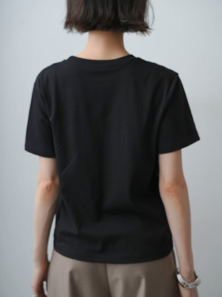 [予約]ドットギャザーフリルデザインTEE/black