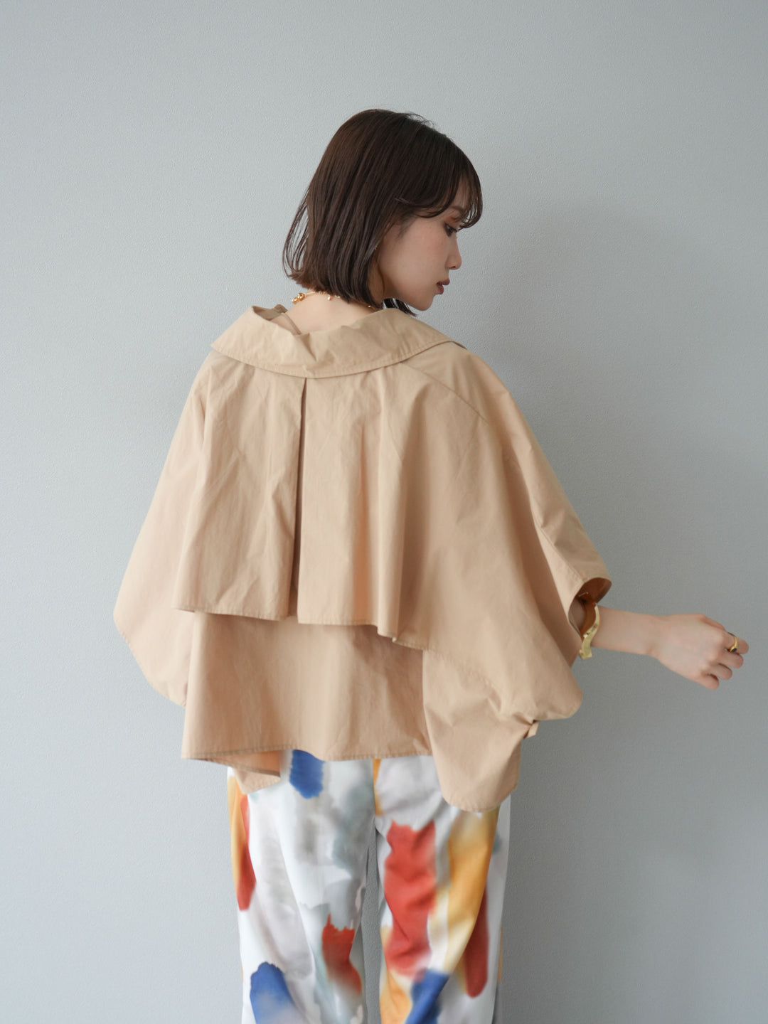 [予約]ポンチョショートシャツ/ベージュ